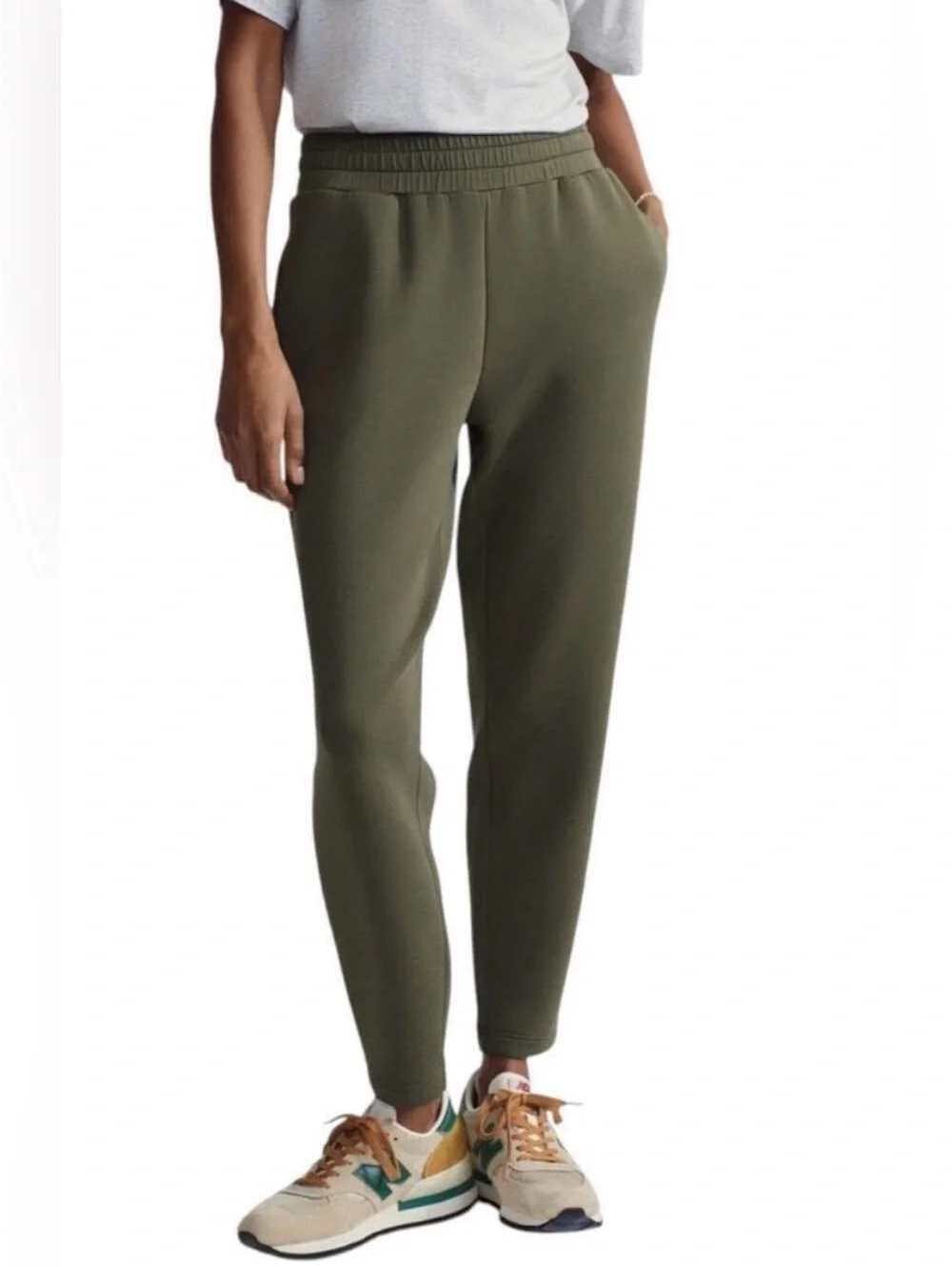 Varley DoubleSoft Slim Cuff Joggers - Olive Green - Size Small